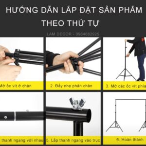 Khung treo phông nền chụp ảnh chữ U size 2m6x3m (Tặng kèm kẹp)